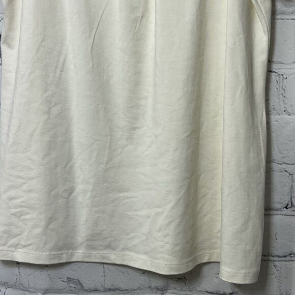 Josephine Chaus Short Sleeve Top Preppy Cream Cottagecore Ivory Size M Boho - Picture 5 of 12